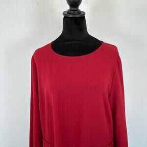 J.Crew Red Pleated Peplum Hem Blouse, Sz L